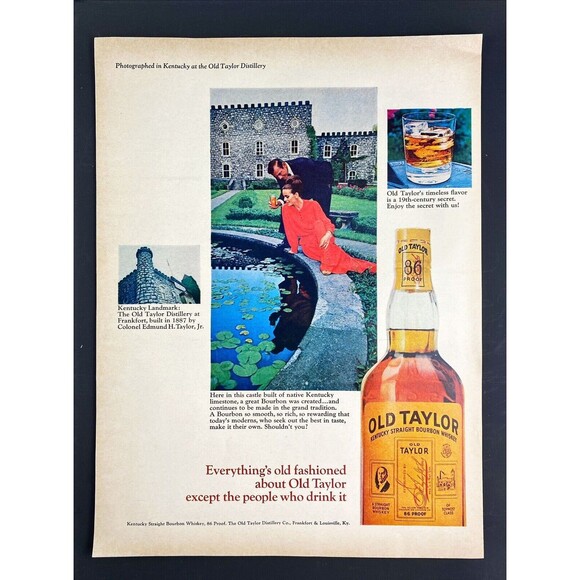 Old Taylor Whiskey "Everything's Old Fashion except the people"VTG Print Ad 1967 - Picture 3 of 3